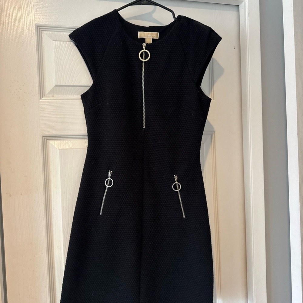 Michael Kors Black Sheath Mini Dress Sleeveless Crew Neck